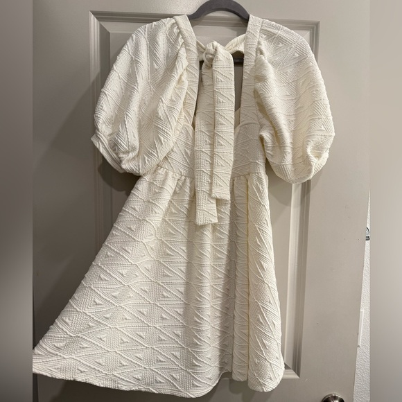 Free People White Puff Sleeve Mini Sundress - Picture 5 of 7